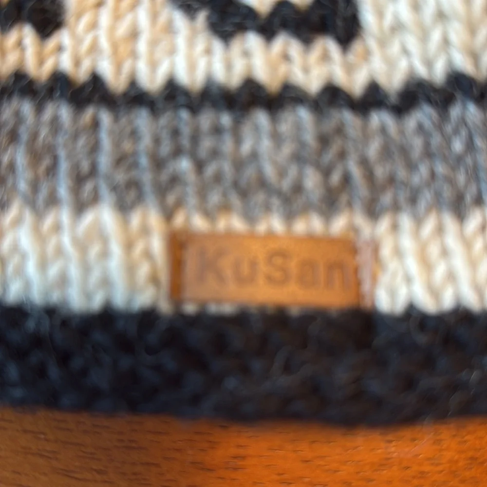 KUSAN Wool Knit Bobble Hat Fleece Lined Adult